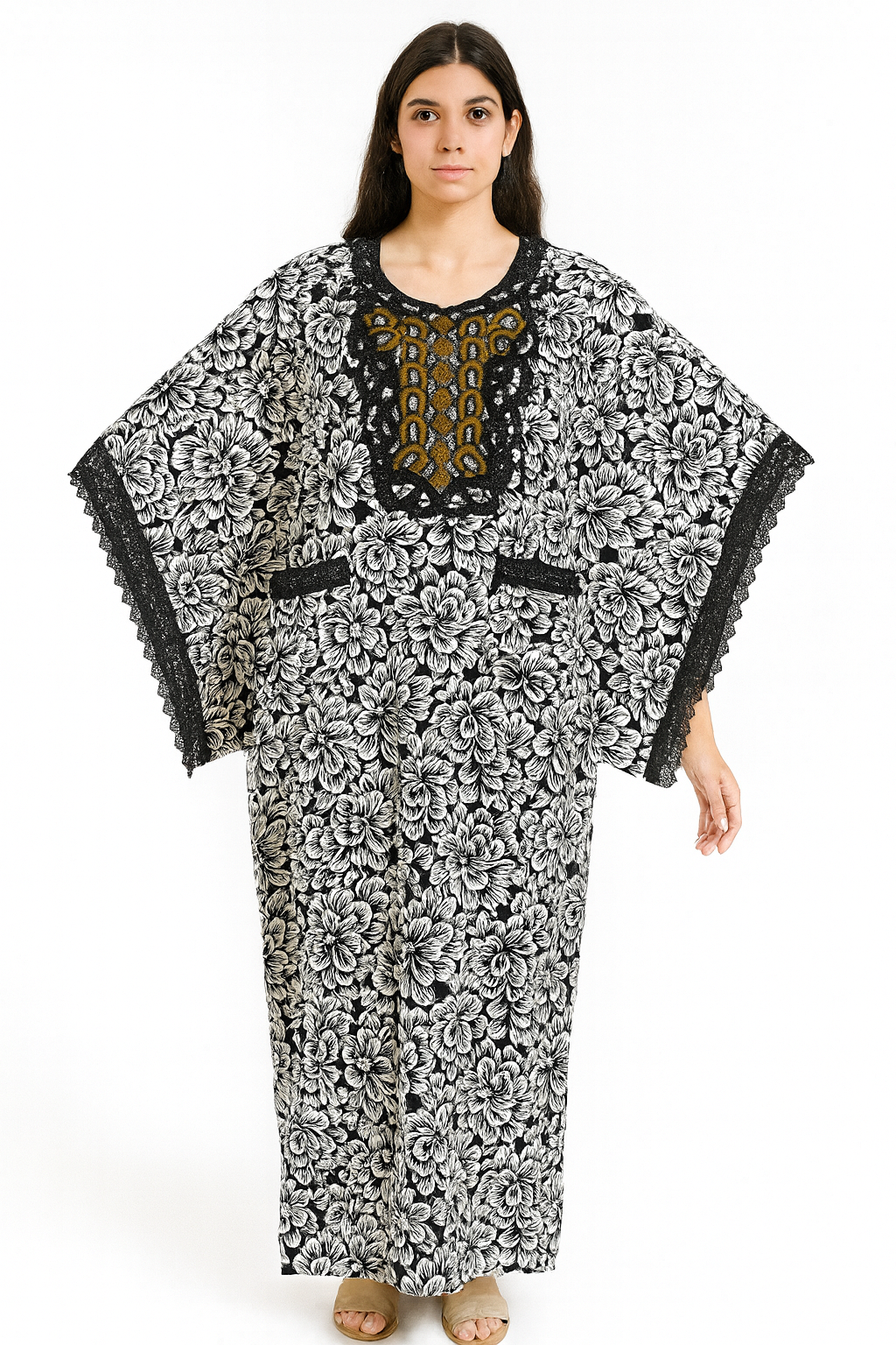 Ankara buterfly Sleeve with inner belt, fully stoned, Bubu for women