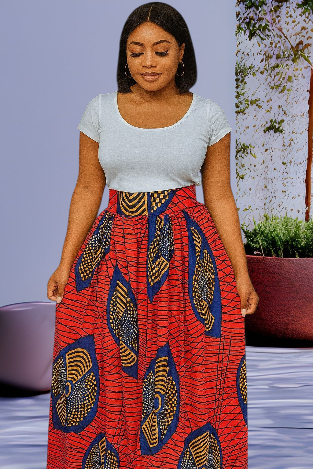 Polyester Skirt with front Slit for women