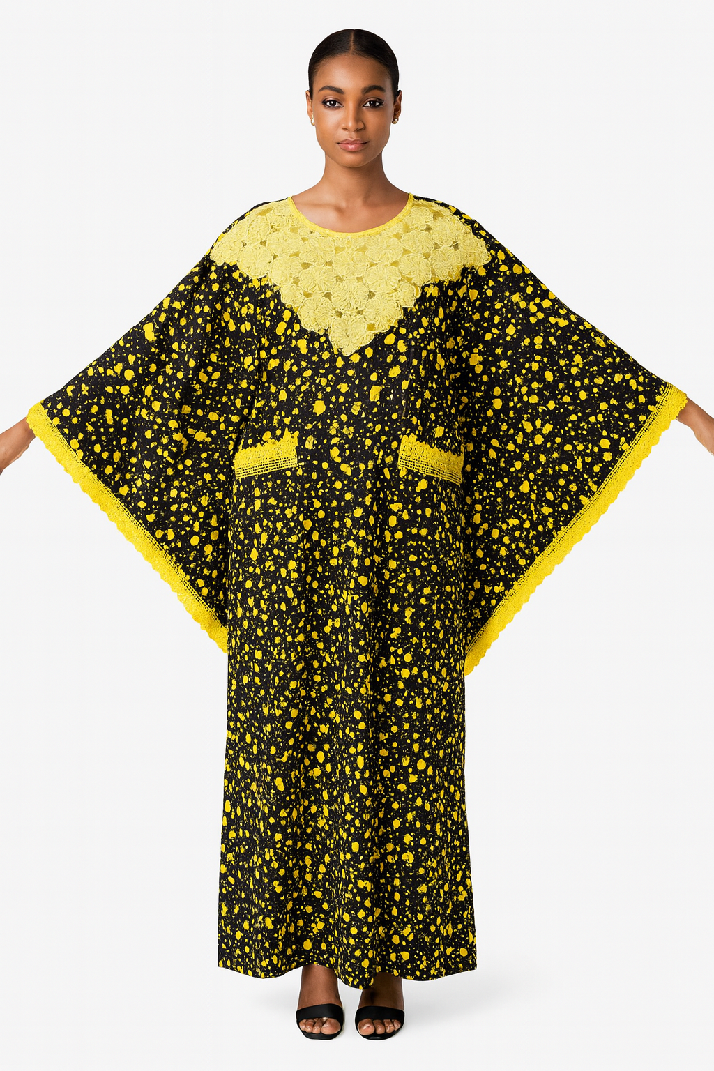 Ankara buterfly Sleeve with inner belt, fully stoned, Bubu for women